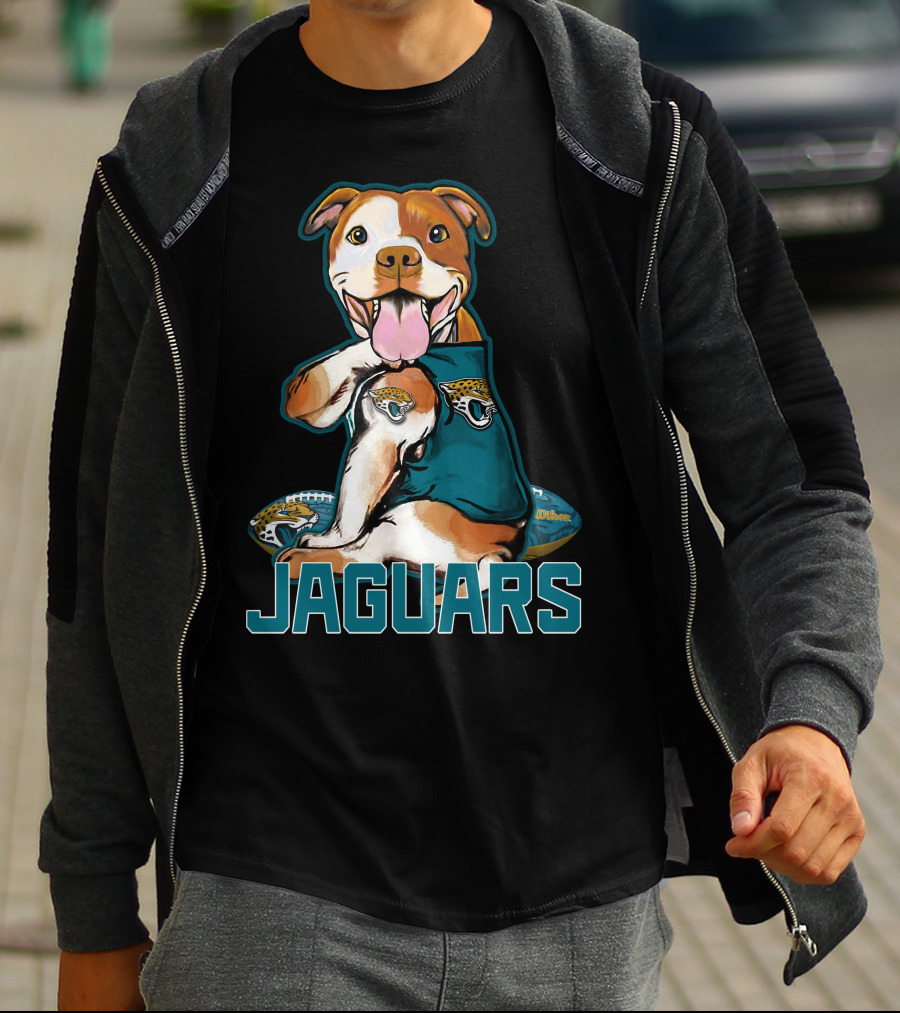 Jaguars Pitbull Mascot With Jacksonville Football T-Shirt