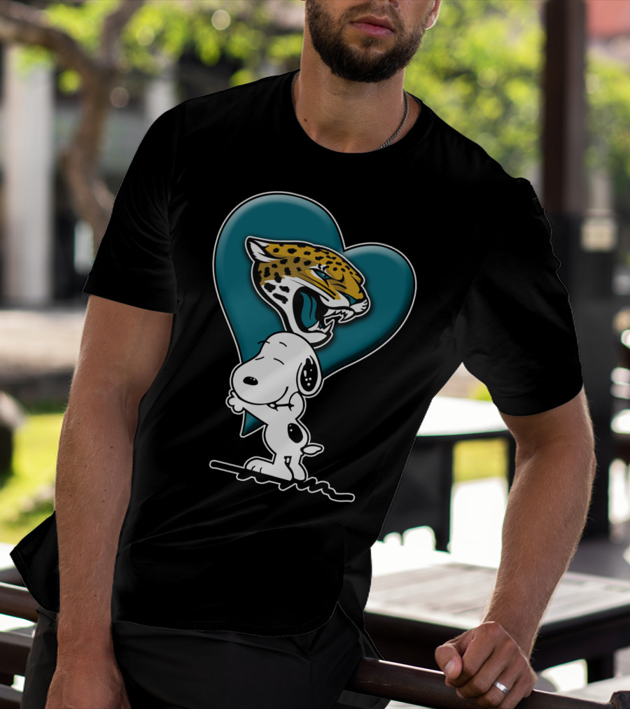 Snoopy Heart Embrace With Jacksonville Jaguars T-Shirt