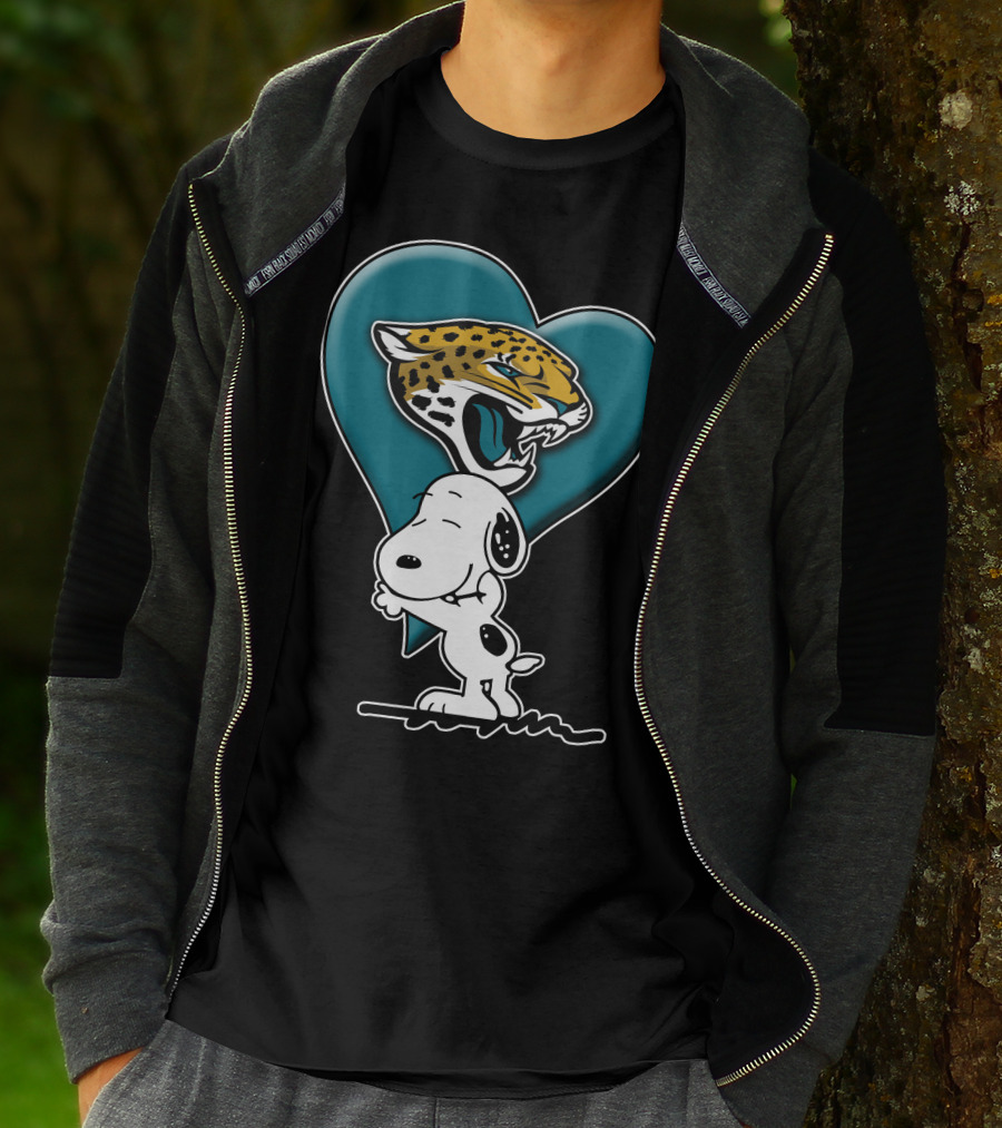 Snoopy Heart Embrace With Jacksonville Jaguars T-Shirt