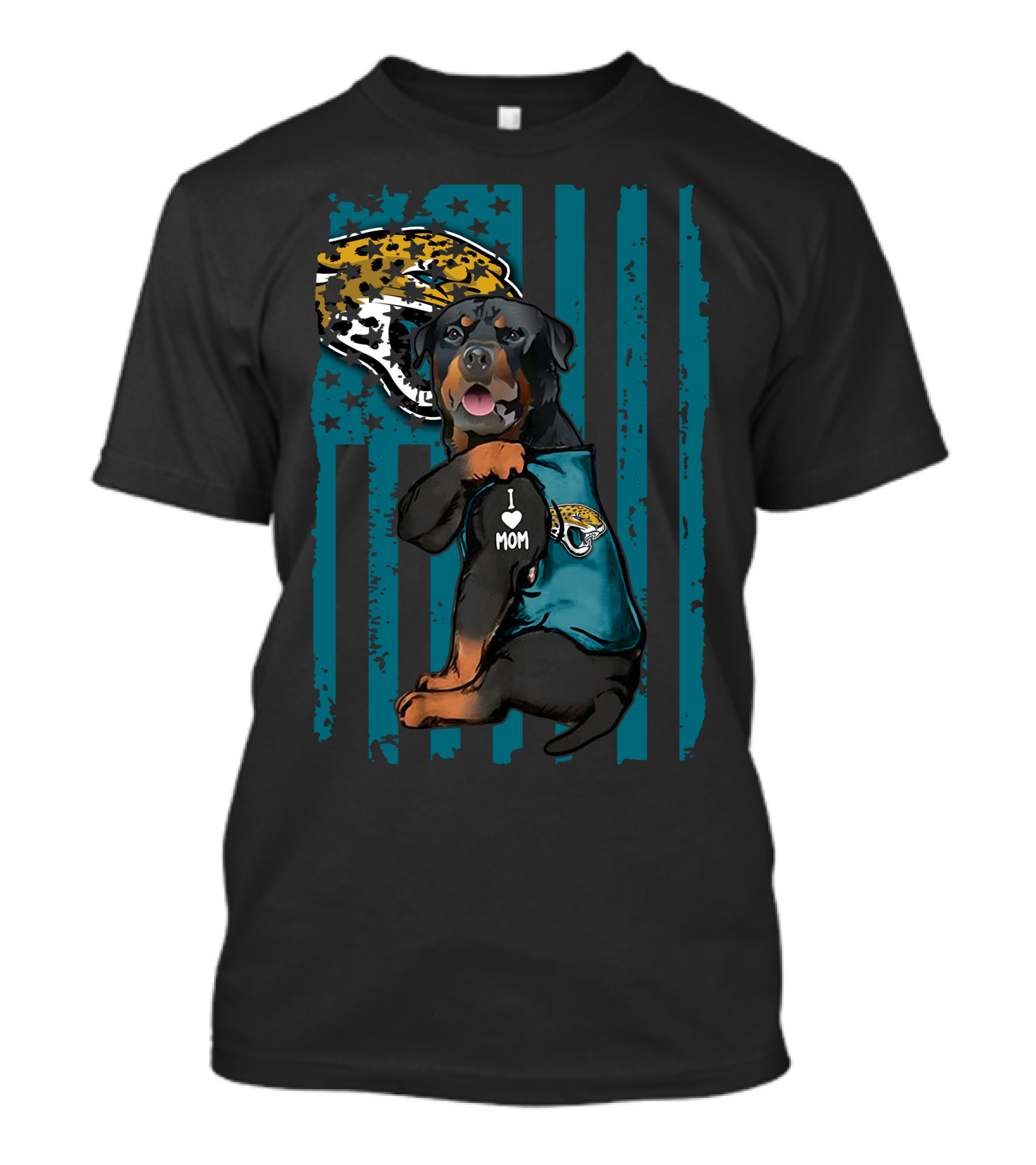 Rottweiler I Love Mom Jacksonville Jaguars Flag T-Shirt