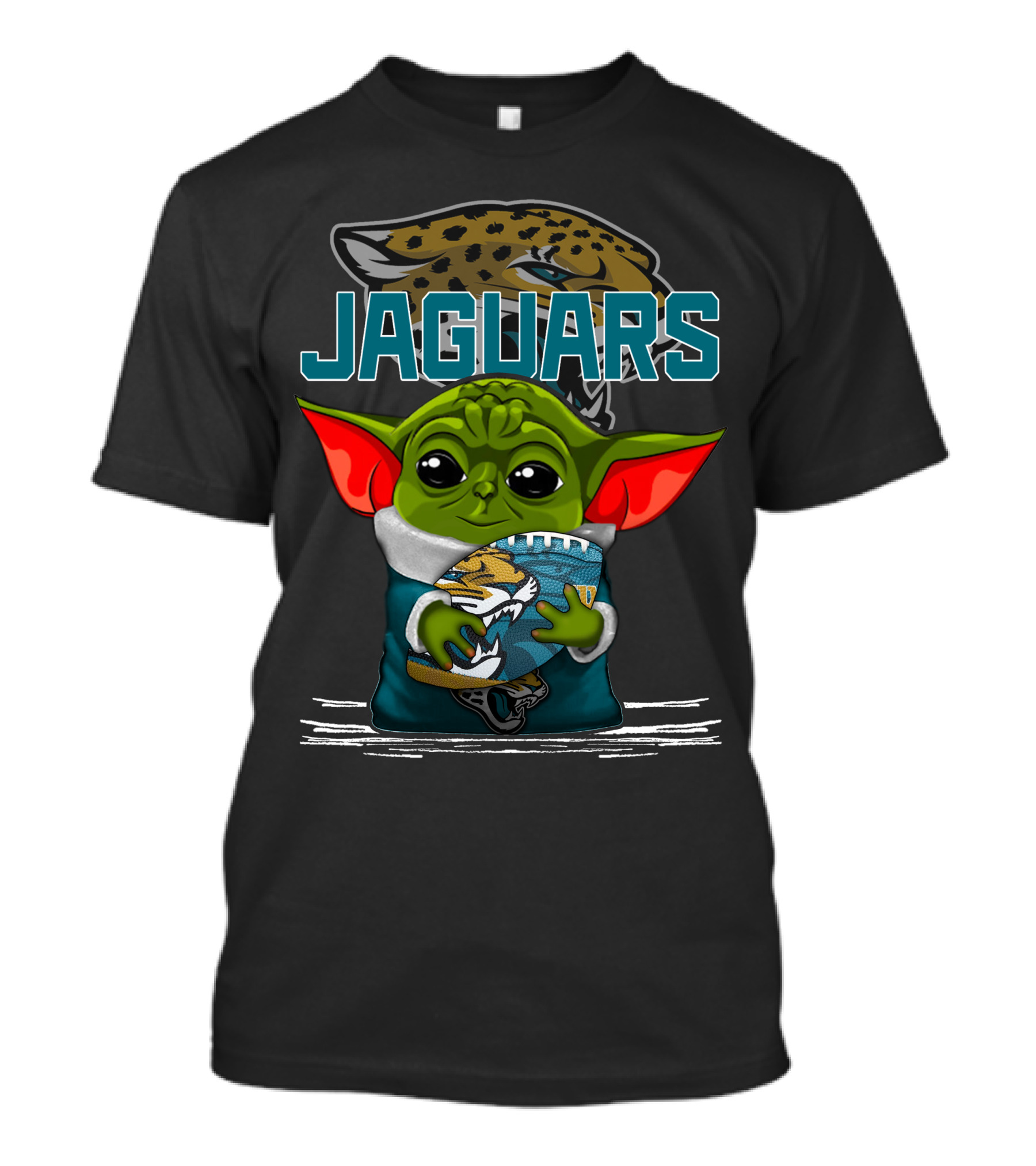Jaguars Baby Yoda Holding Football Jacksonville Jaguars T-Shirt