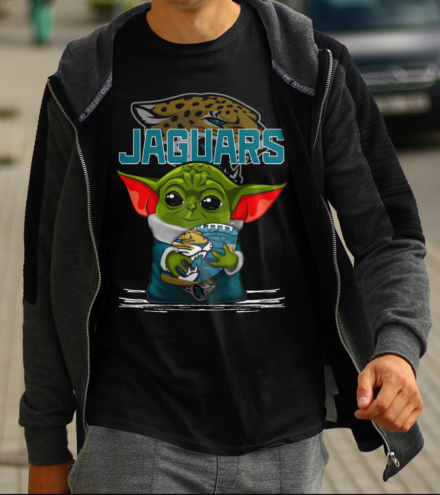 Jaguars Baby Yoda Holding Football Jacksonville Jaguars T-Shirt
