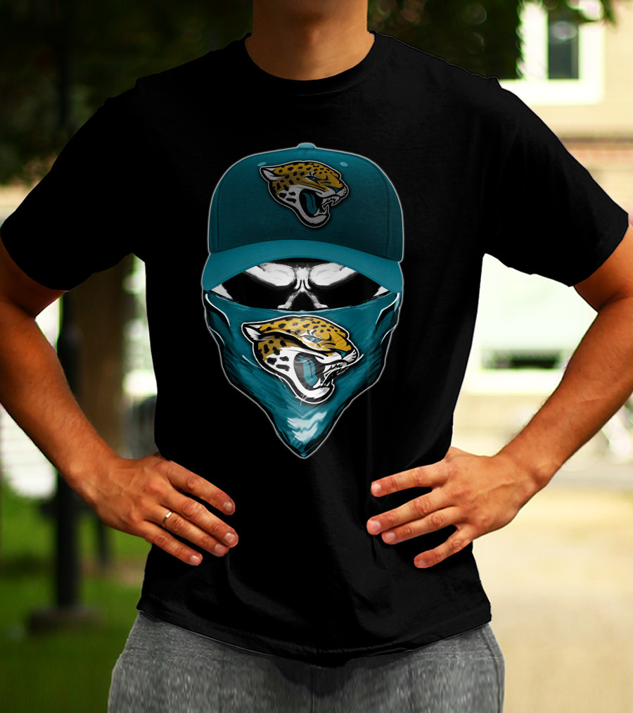 Skull With Jacksonville Jaguars Logo And Bandana T-Shirt