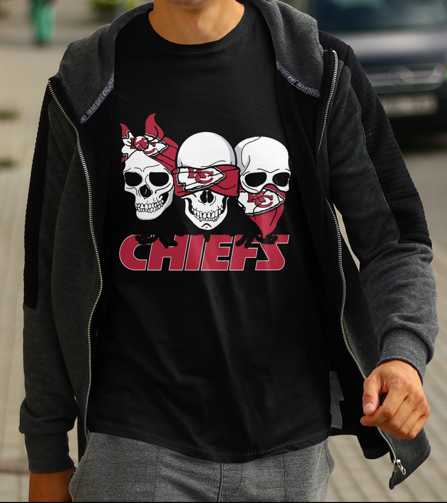 3 Skull Chiefs Kansas City Chiefs T-Shirt