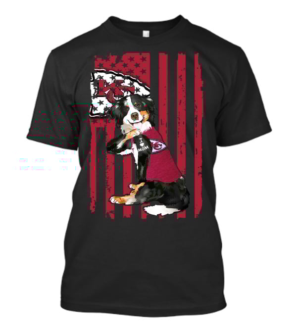 Border Collie I Mom Kansas City Chiefs Fan Flag T-Shirt