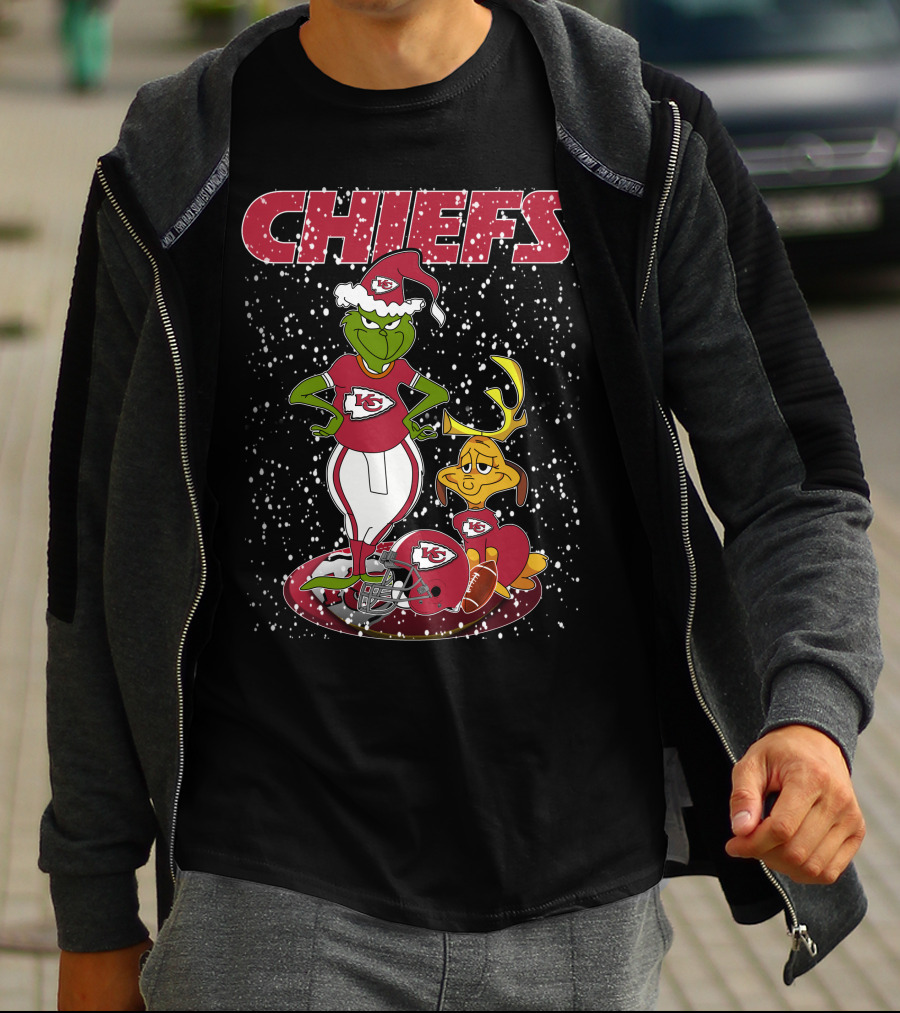 Grinch Chiefs Kansas City Christmas Snow Football T-Shirt