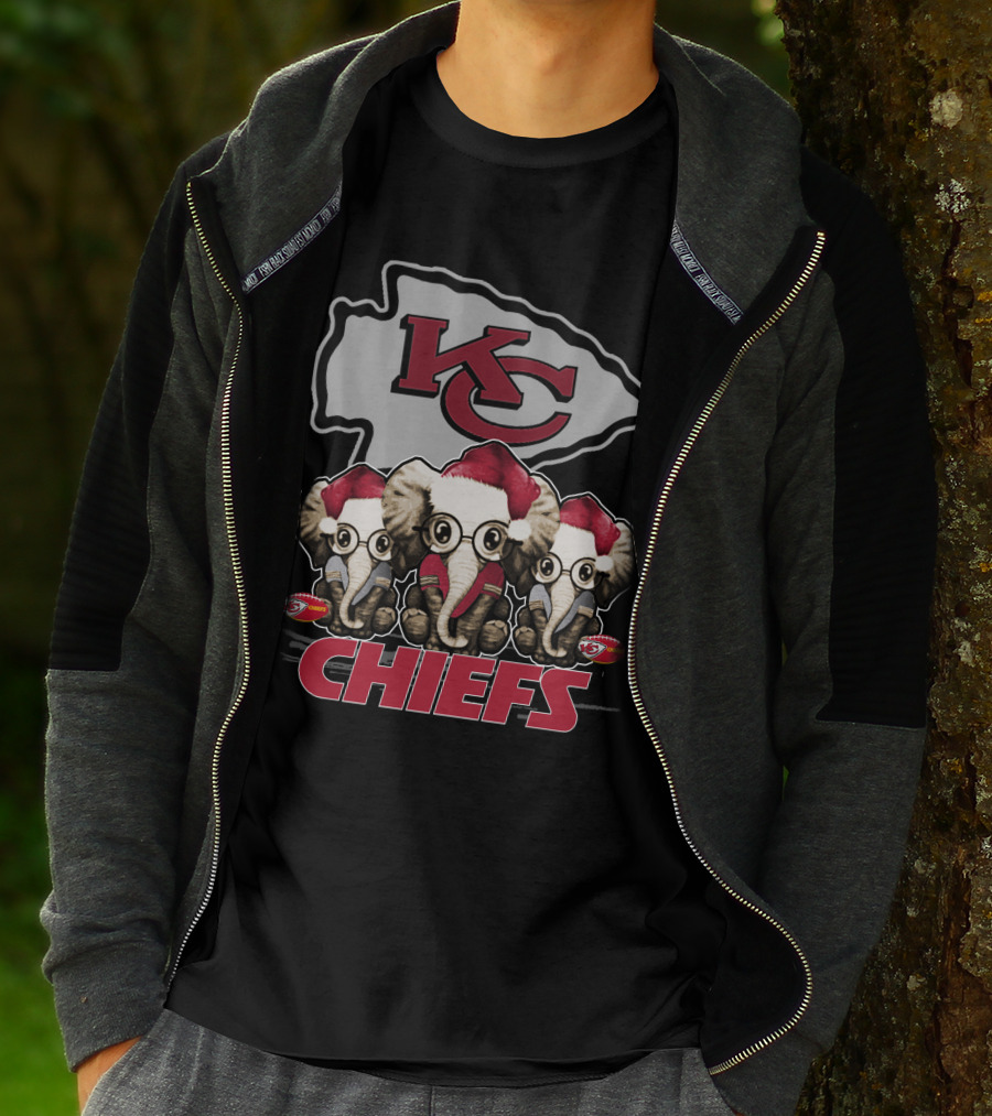KC Chiefs Xmas Elephants Football Holiday Edition T-Shirt