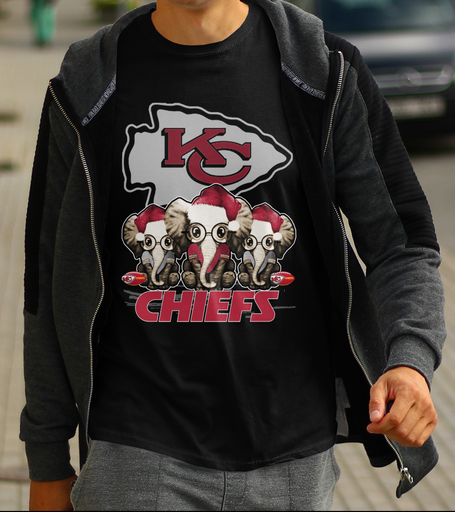KC Chiefs Xmas Elephants Football Holiday Edition T-Shirt