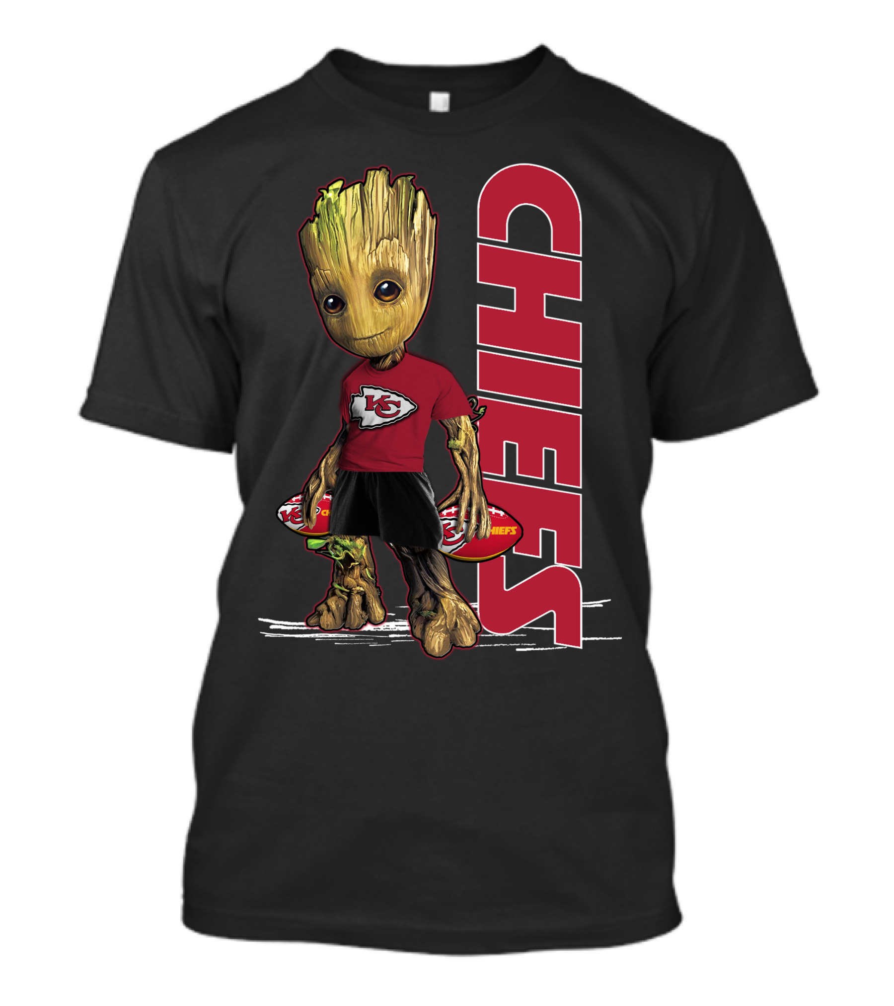 Groot Kansas City Chiefs NFL Fan Art With Chiefs T-Shirt