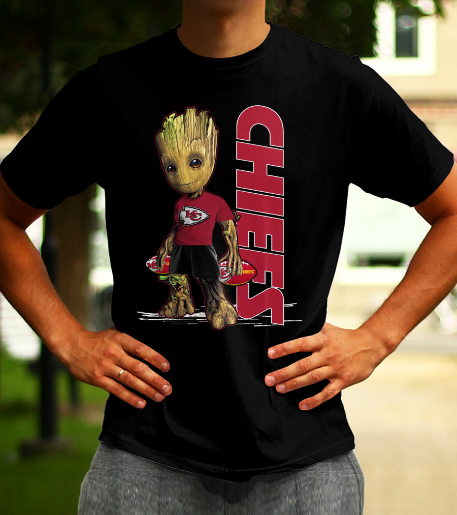 Groot Kansas City Chiefs NFL Fan Art With Chiefs T-Shirt