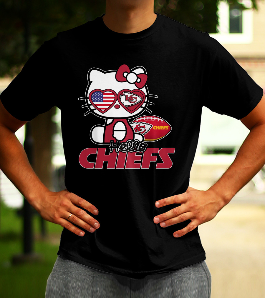Hello Kitty Kansas City Chiefs American Flag Football Chiefs T-Shirt