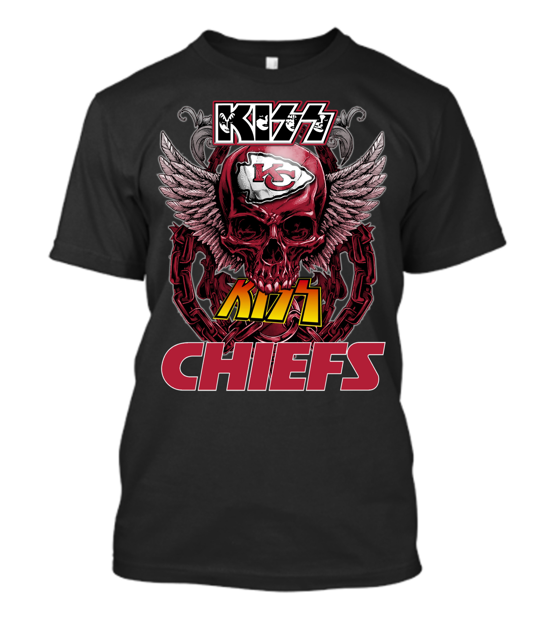 Kansas City Chiefs Nfl Skull Kiss Chiefs Logo Winged T-Shirt