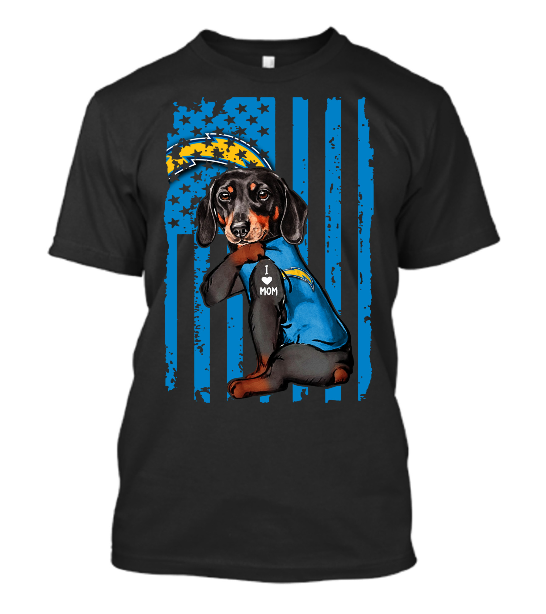 Dachshund I Love Mom Los Angeles Chargers T-Shirt