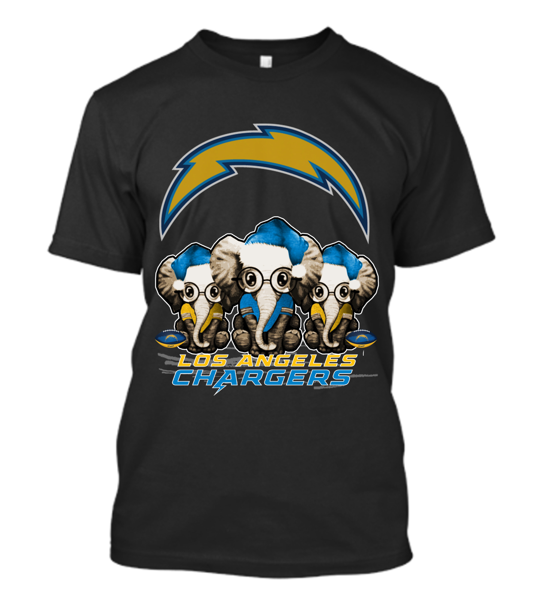 Los Angeles Chargers Elephants Christmas T-Shirt