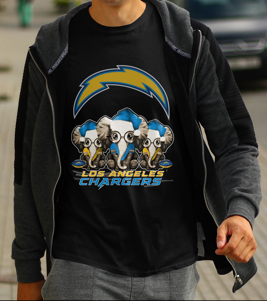 Los Angeles Chargers Elephants Christmas T-Shirt