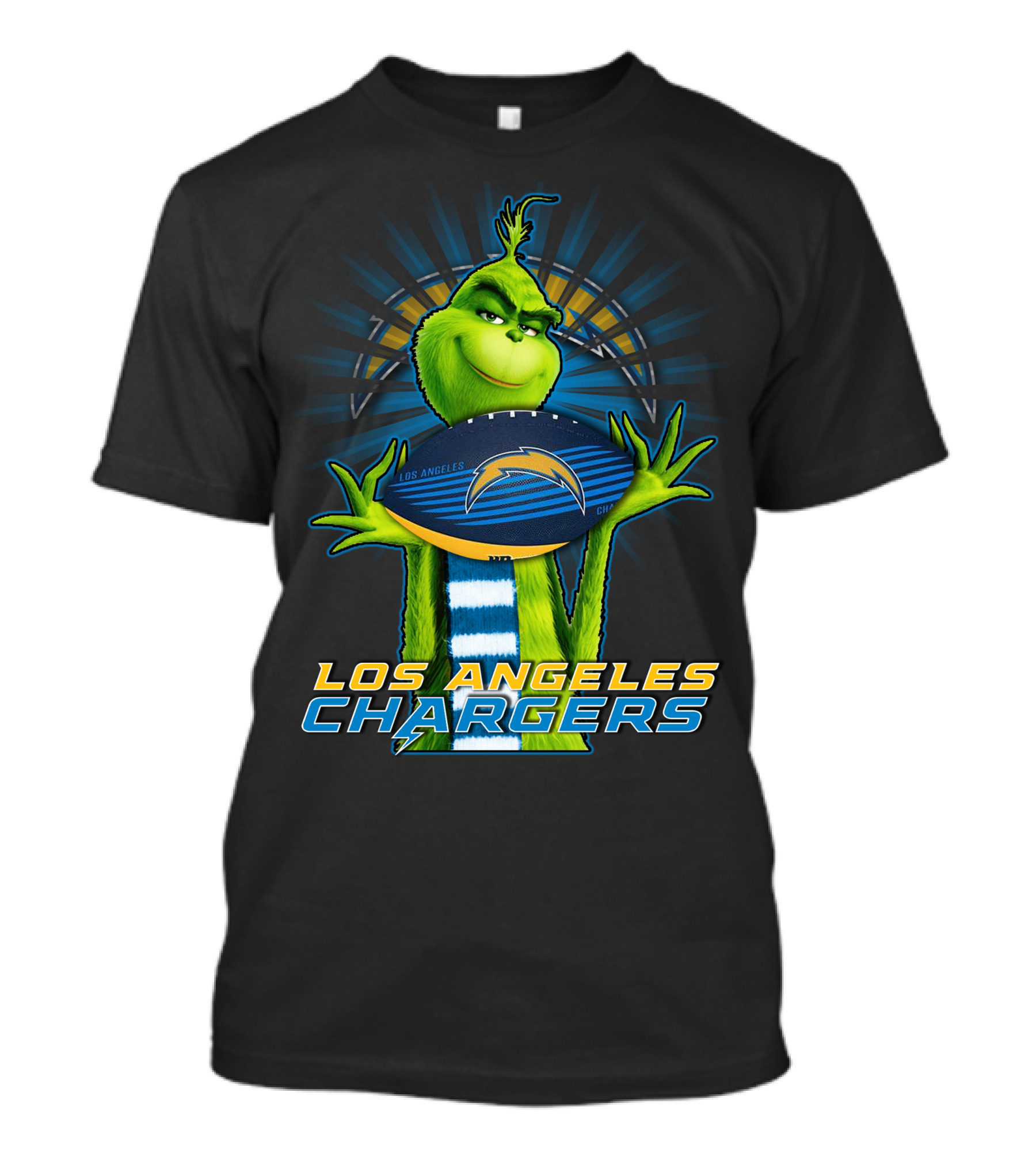 Los Angeles Chargers Grinch Holding Football T-Shirt