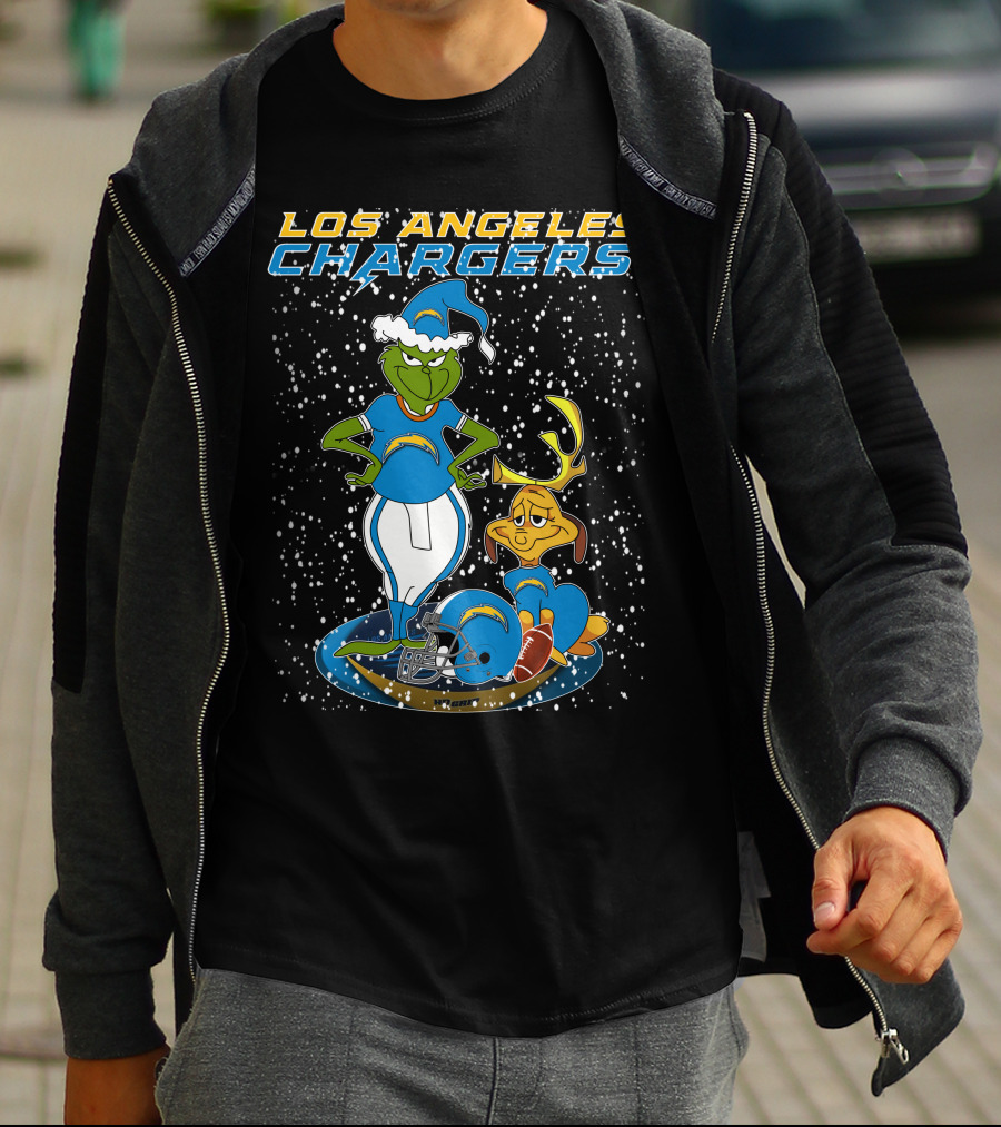 Los Angeles Chargers Grinchxmas Football Characters T-Shirt