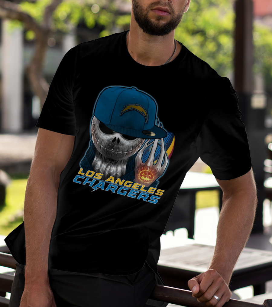 Jackskull Pumpkin Los Angeles Chargers T-Shirt