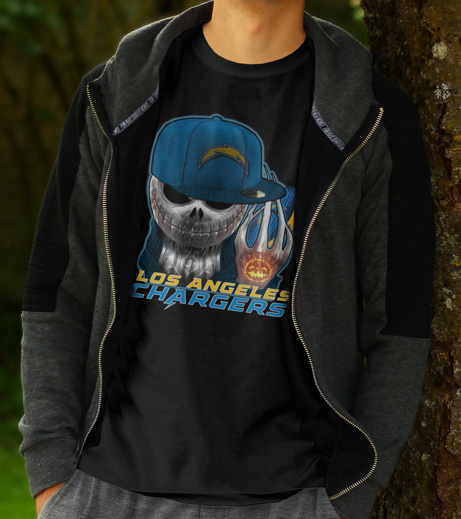 Jackskull Pumpkin Los Angeles Chargers T-Shirt