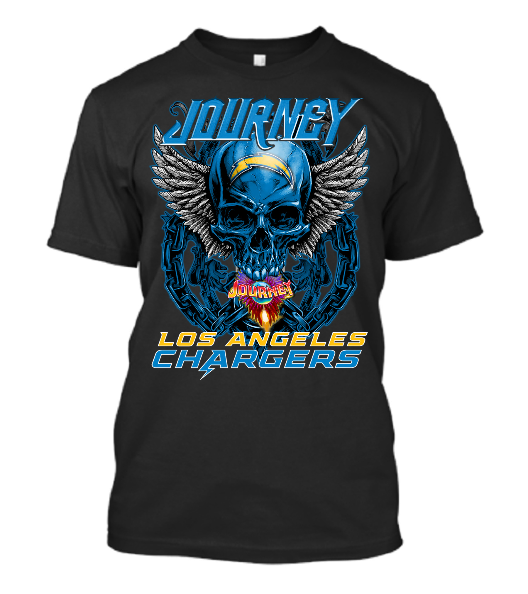 Journey Los Angeles Chargers Skull Winged Helmet T-Shirt