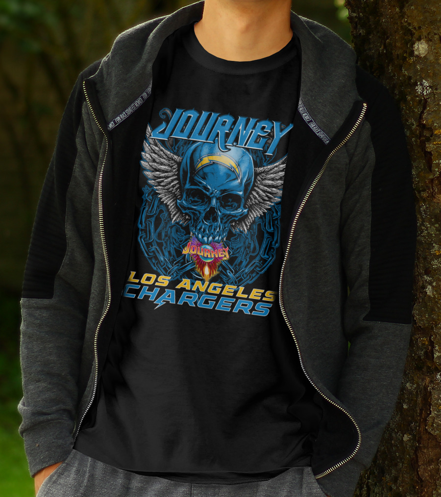 Journey Los Angeles Chargers Skull Winged Helmet T-Shirt