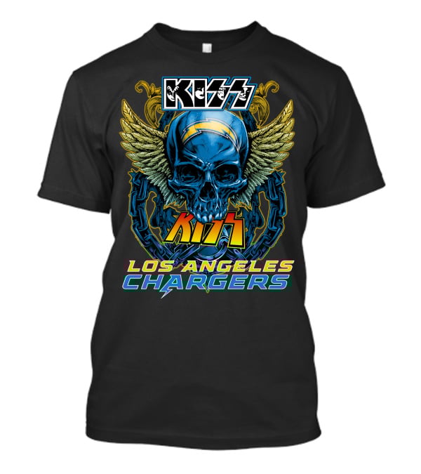KISS Los Angeles Chargers Skull With Wings And Chains T-Shirt