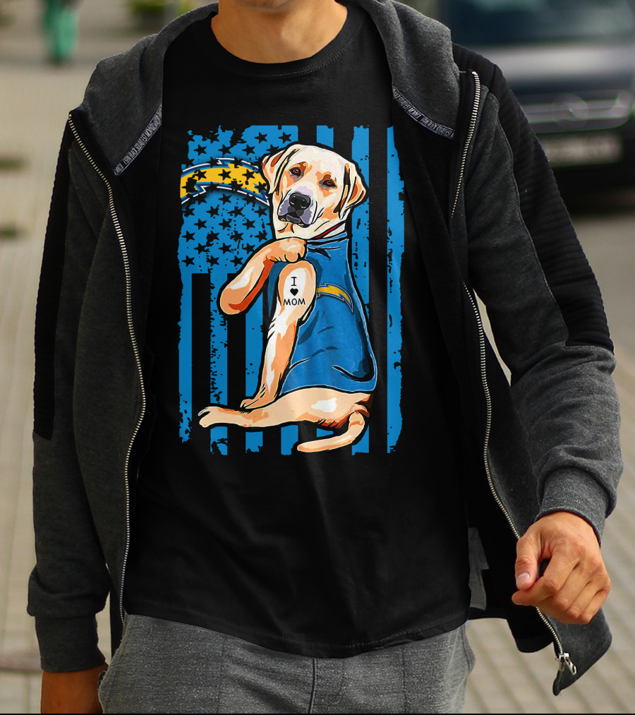 Labrador Retriever I Love Mom Los Angeles Chargers T-Shirt