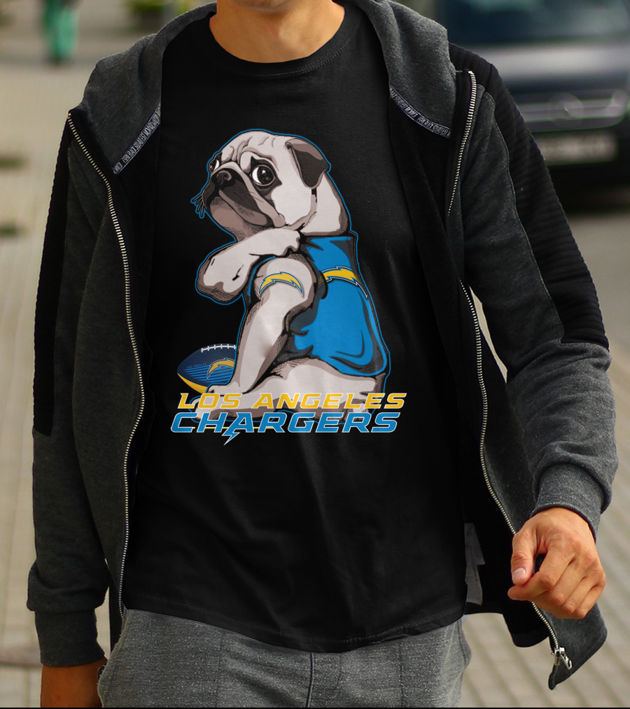 Los Angeles Chargers Pug Football T-Shirt
