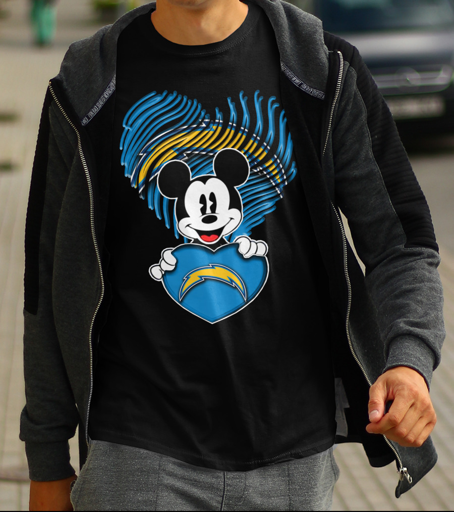 Mick Mouse Los Angeles Chargers Heart T-Shirt