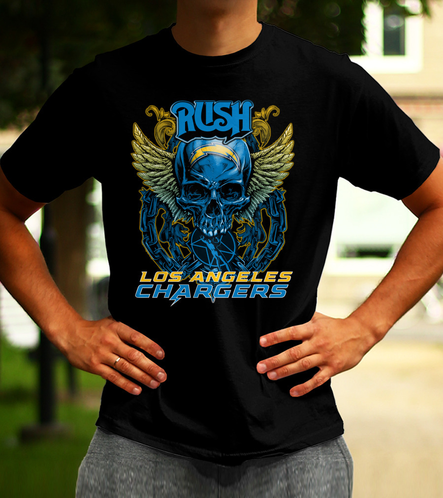 Rush Los Angeles Chargers Skull With Wings T-Shirt