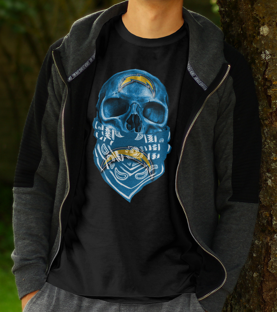 Skull Bandana Los Angeles Chargers T-Shirt