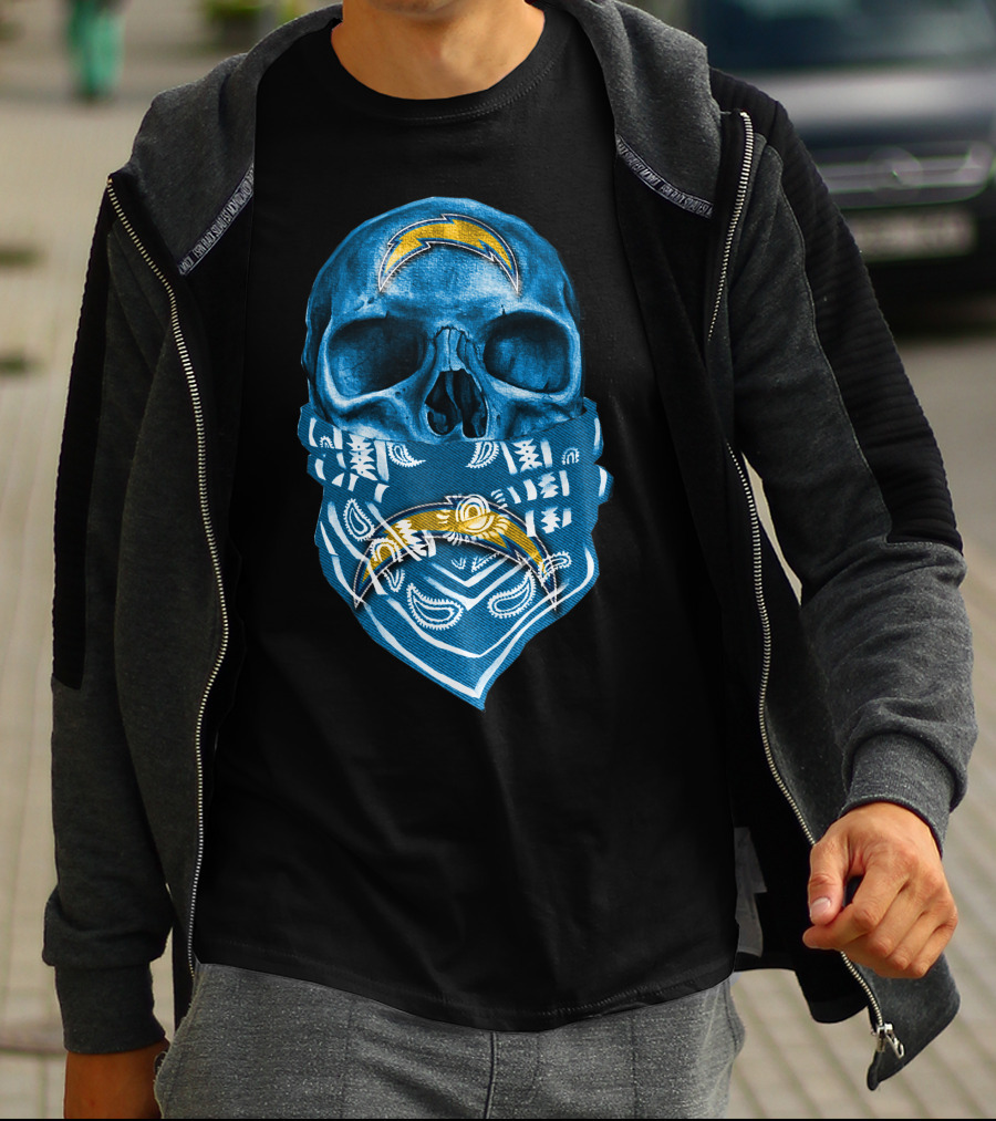Skull Bandana Los Angeles Chargers T-Shirt