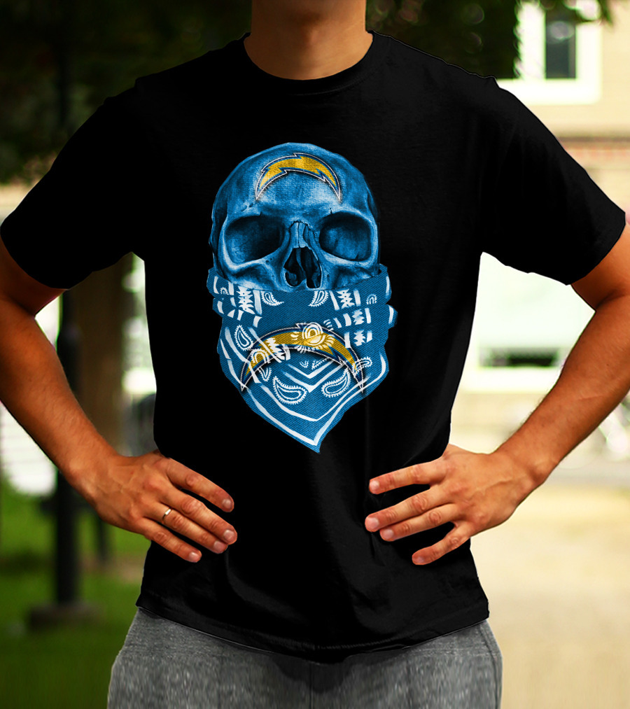 Skull Bandana Los Angeles Chargers T-Shirt