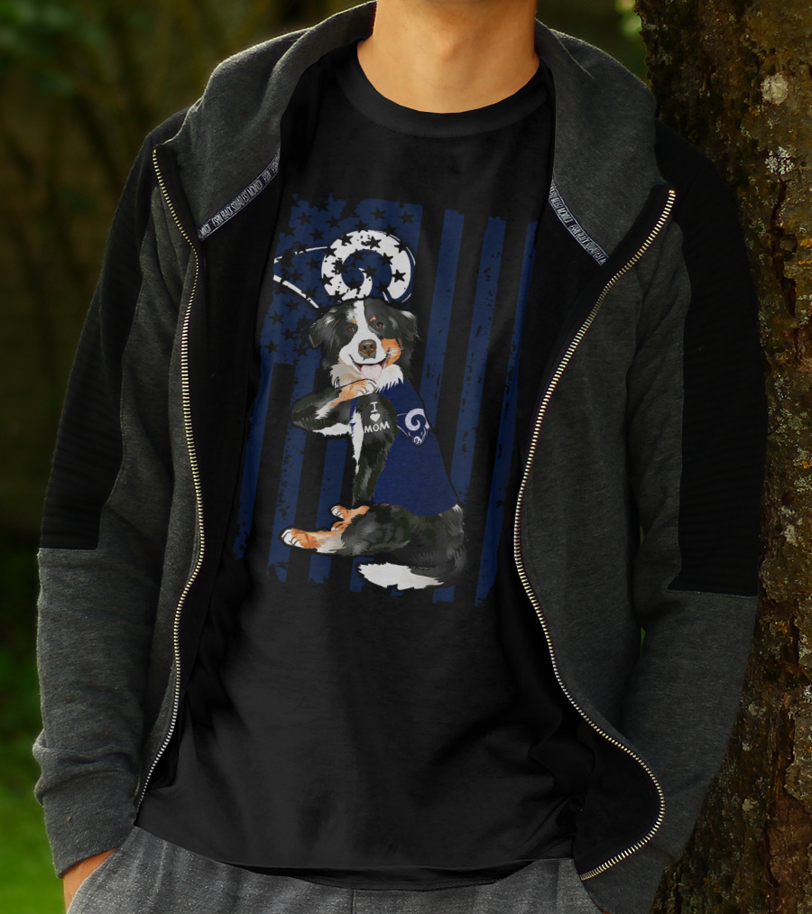 Border Collie I Love Mom Los Angeles Rams T-Shirt