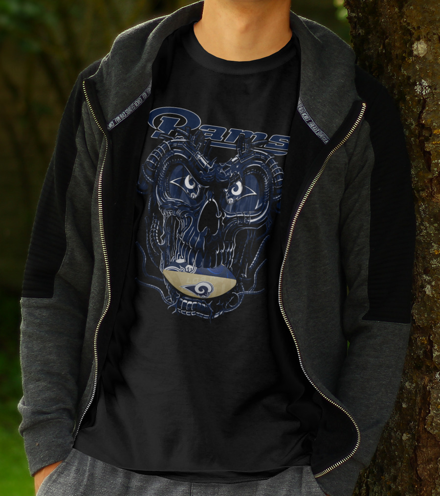 Rams Dragonskull Los Angeles Football Motif T-Shirt