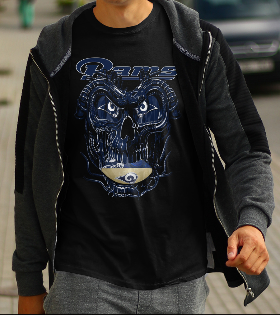 Rams Dragonskull Los Angeles Football Motif T-Shirt