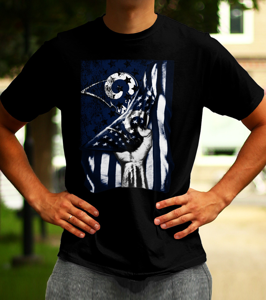 Los Angeles Rams American Flag Stars And Stripes Hand T-Shirt
