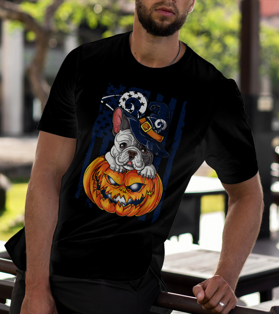 Hlw Bulldog Wizards Hat Pumpkin Los Angeles Rams T-Shirt
