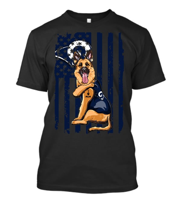 German Shepherd I Love Mom Los Angeles Rams Fan T-Shirt