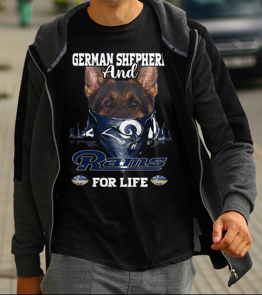 German Shepherd And Rams For Life Los Angeles T-Shirt