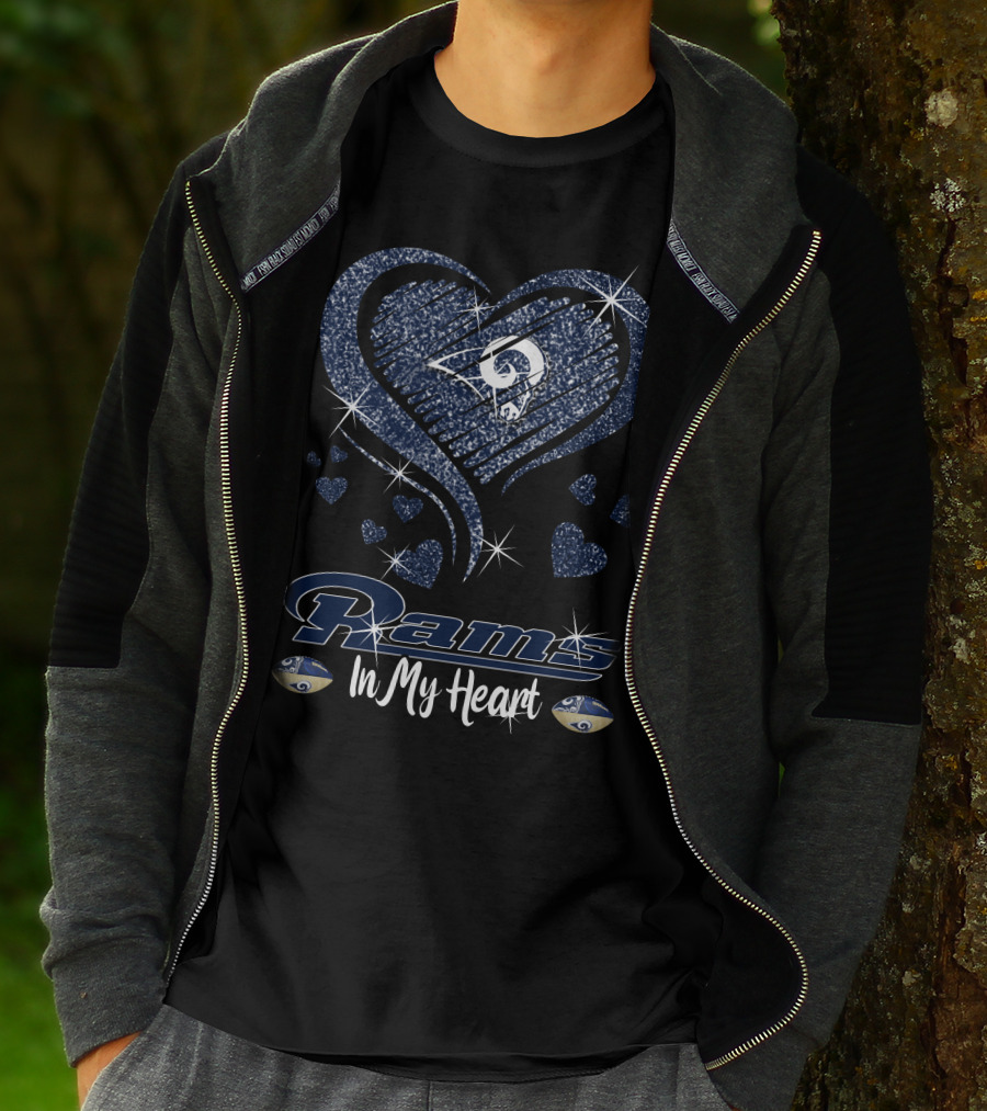 Rams In My Heart Los Angeles Football Team Sparkling Heart T-Shirt
