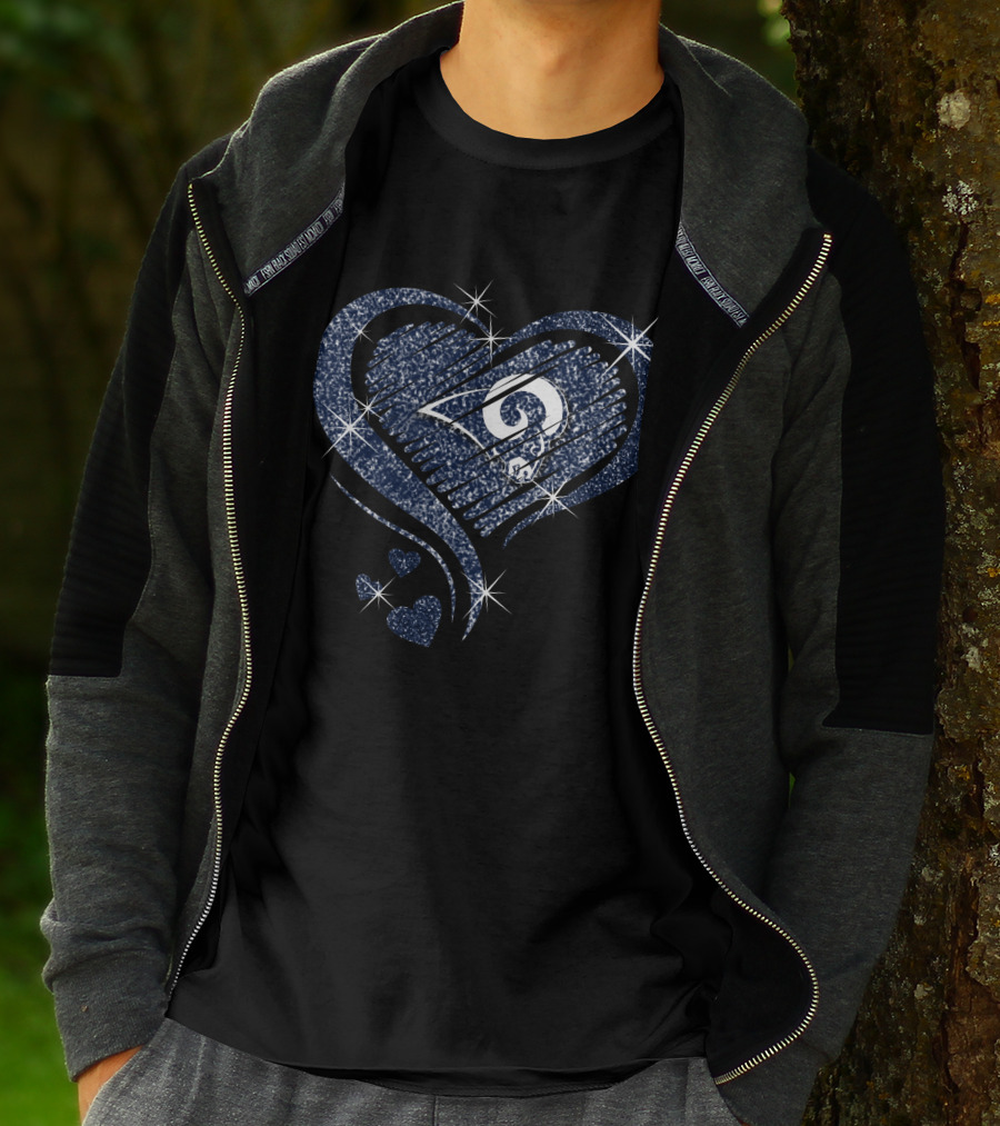 Sparkling Heart Diamond Los Angeles Rams T-Shirt