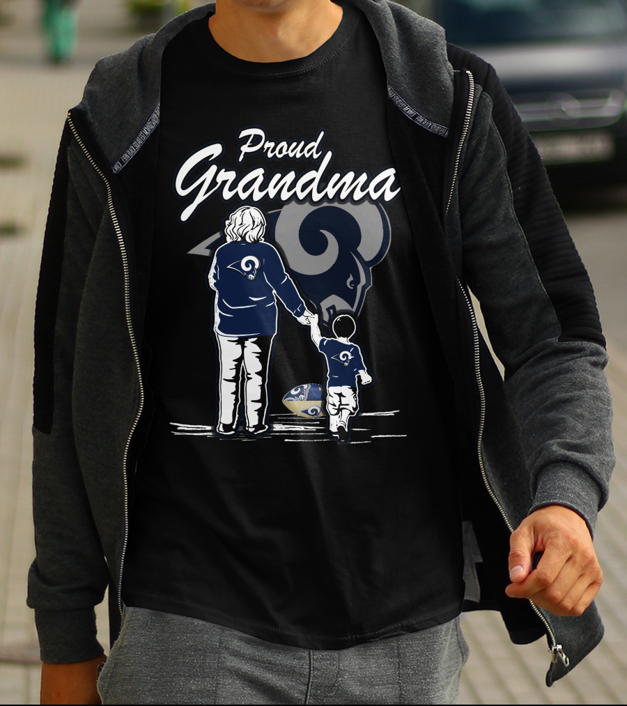 Proud Grandma Los Angeles Rams Football Fan With Child And Team T-Shirt