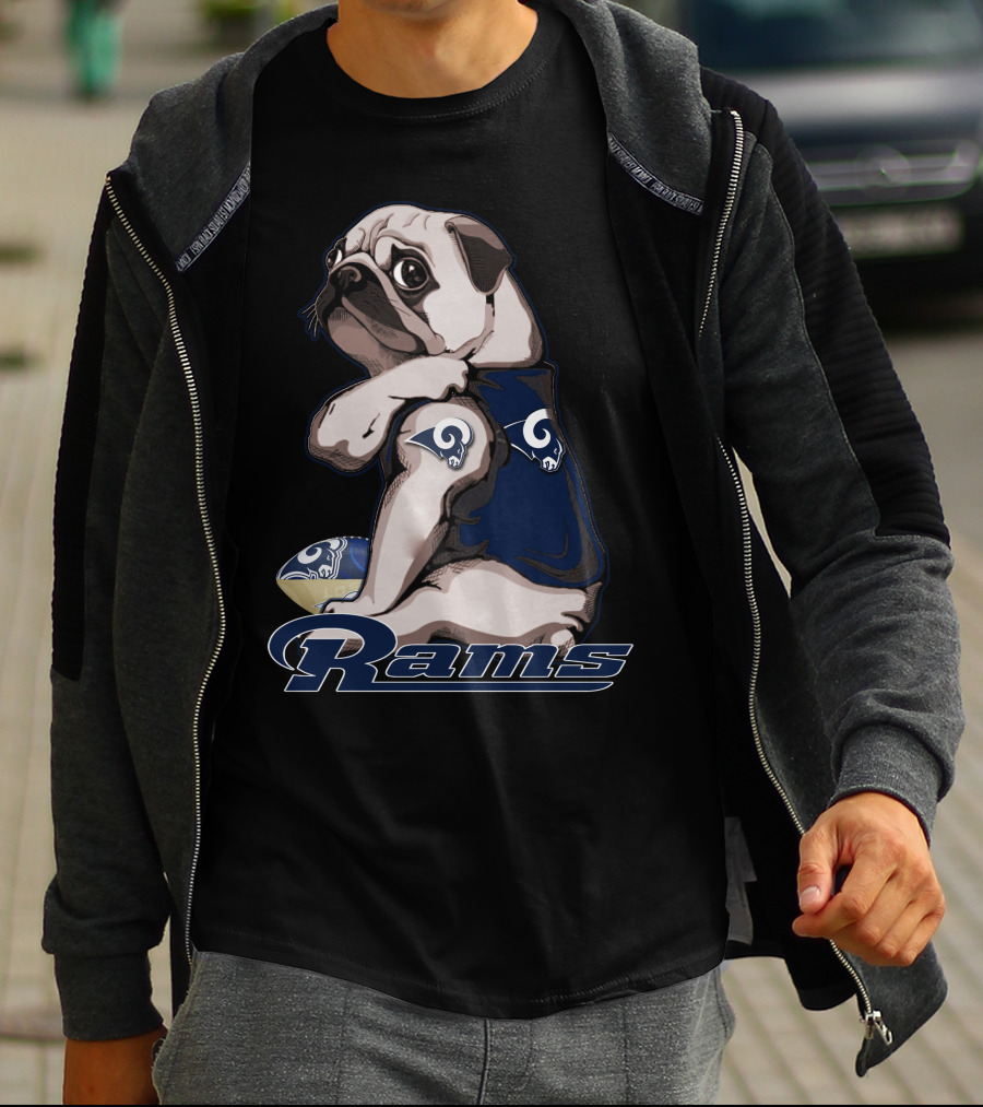 Pug Rams Football Team Fan T-Shirt