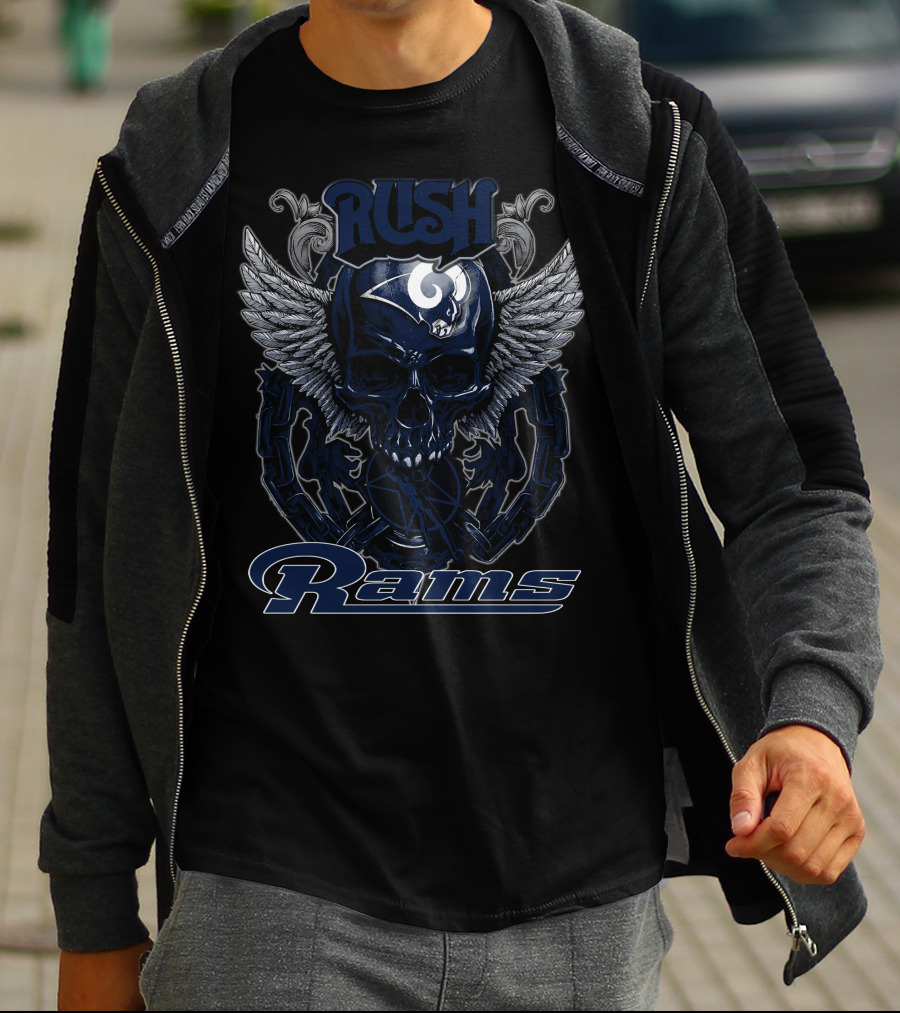 Rush Rams Skull With Wings And Helmet T-Shirt