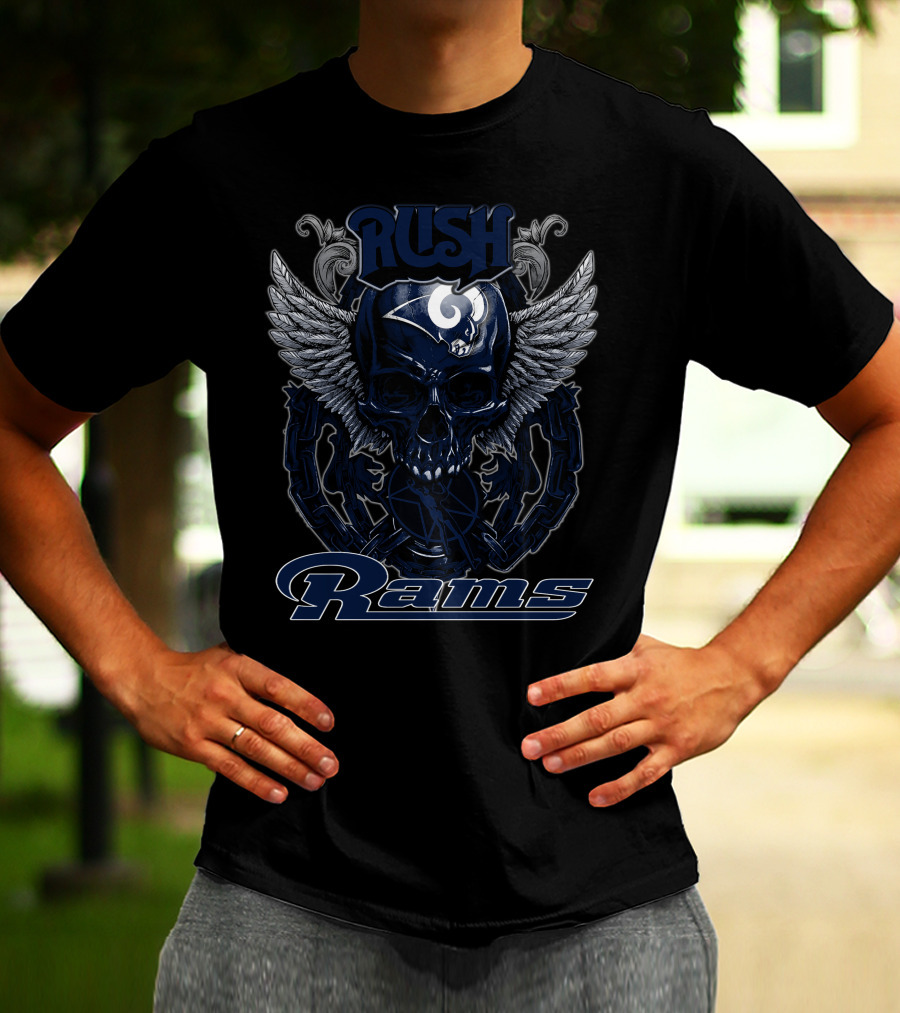 Rush Rams Skull With Wings And Helmet T-Shirt