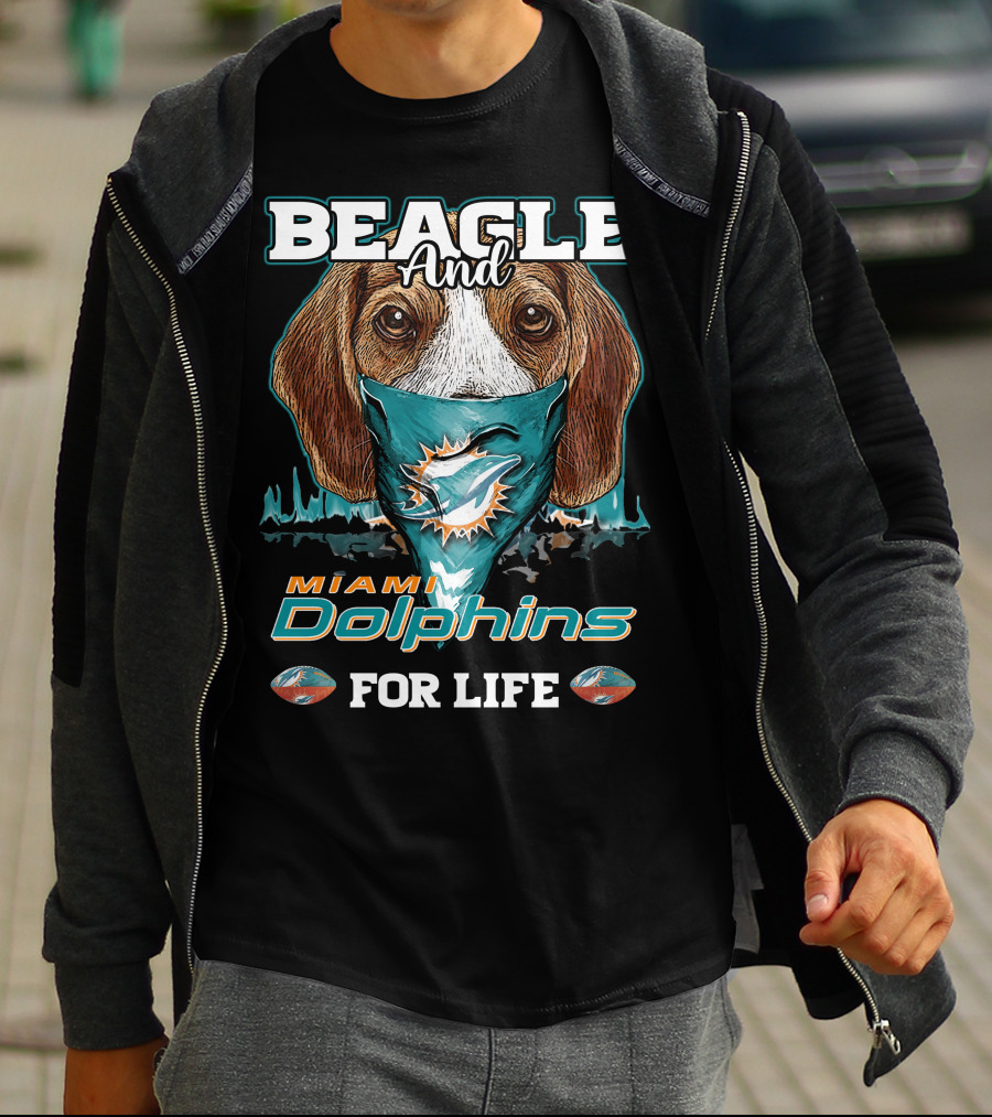 Beagle And Miami Dolphins For Life T-Shirt