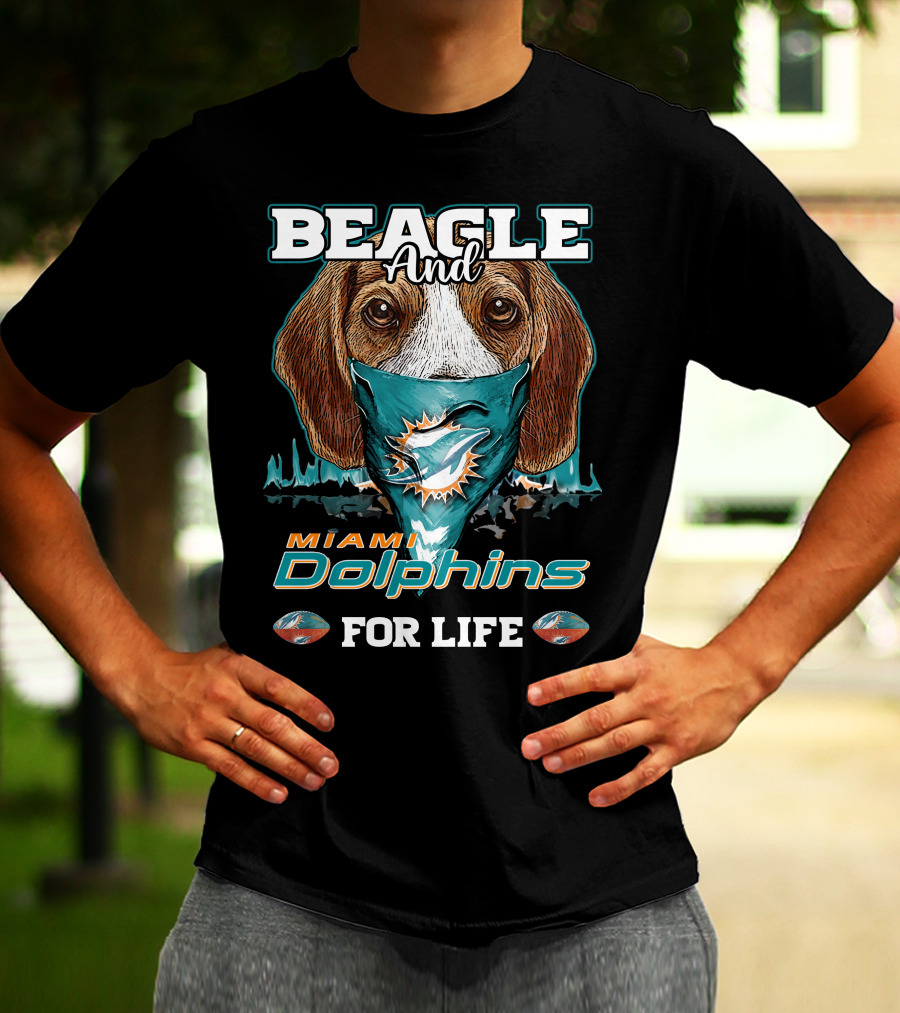 Beagle And Miami Dolphins For Life T-Shirt