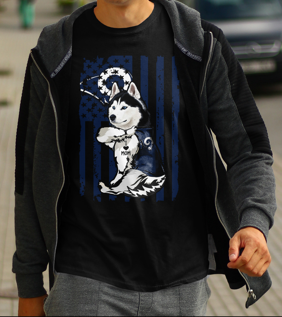 Siberian Husky Los Angeles Rams Mom T-Shirt