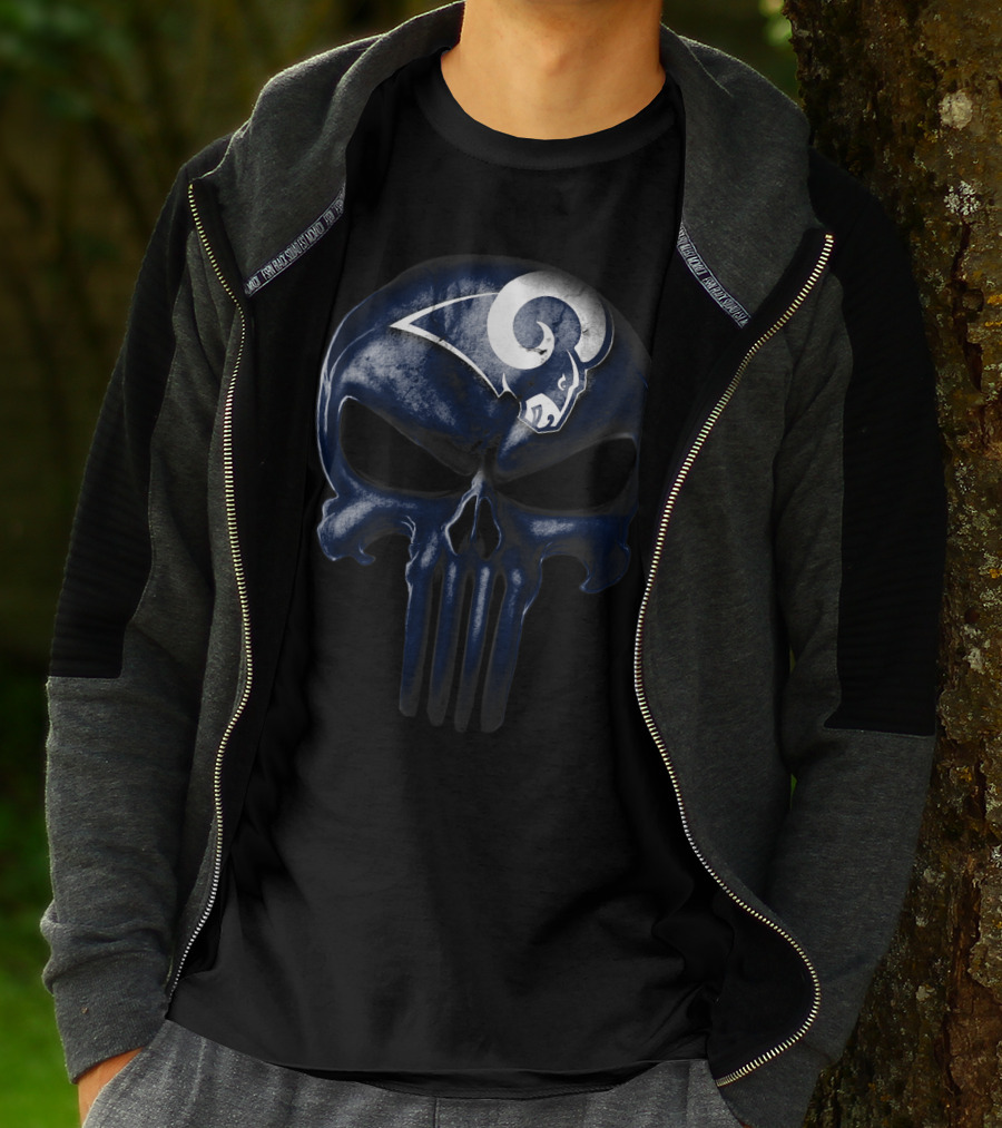 Skull Los Angeles Rams Logo Fusion T-Shirt